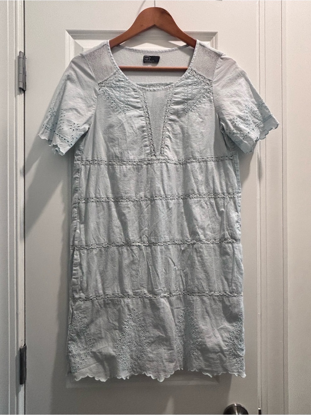 GAP Pale Blue Eyelet Shift Dress